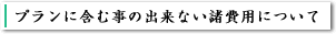 プランに含む事の出来ない諸費用について